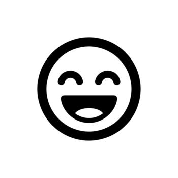 simple line art happy face emoticon smiling expression icon vector